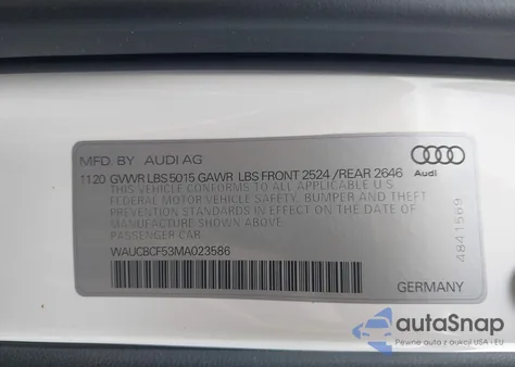 2021 Audi A5 Sportback Premium Plus 40 Tfsi Quattro S Tronic from USA, damaged, VIN WAUCBCF53MA023586